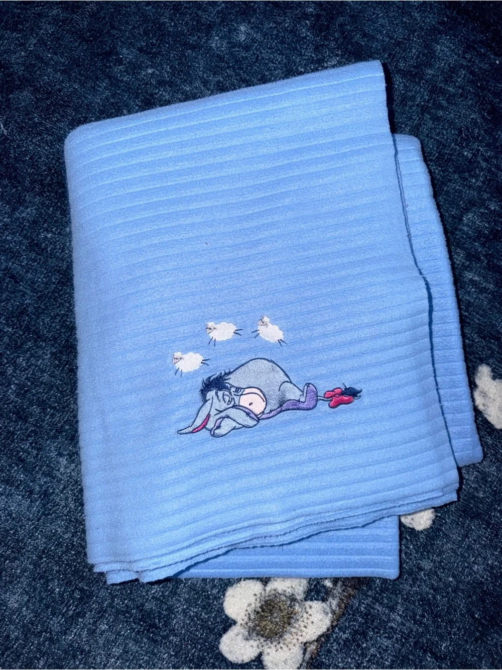 Kids Blue Eeyore Ribbed Throw Blanket